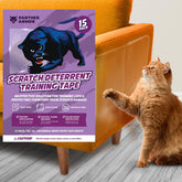 Panther Armor cat-scratch-protector-xl7 on couch deters scratching and protects furniture.