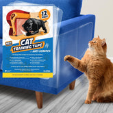 Panther Armor double-sided deterrent tape applied to fabric shows cat-scratch training in action
