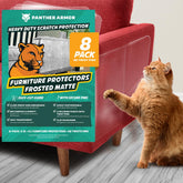 Panther Armor scratch-sheets on sofa provide discreet protection against cat claws.