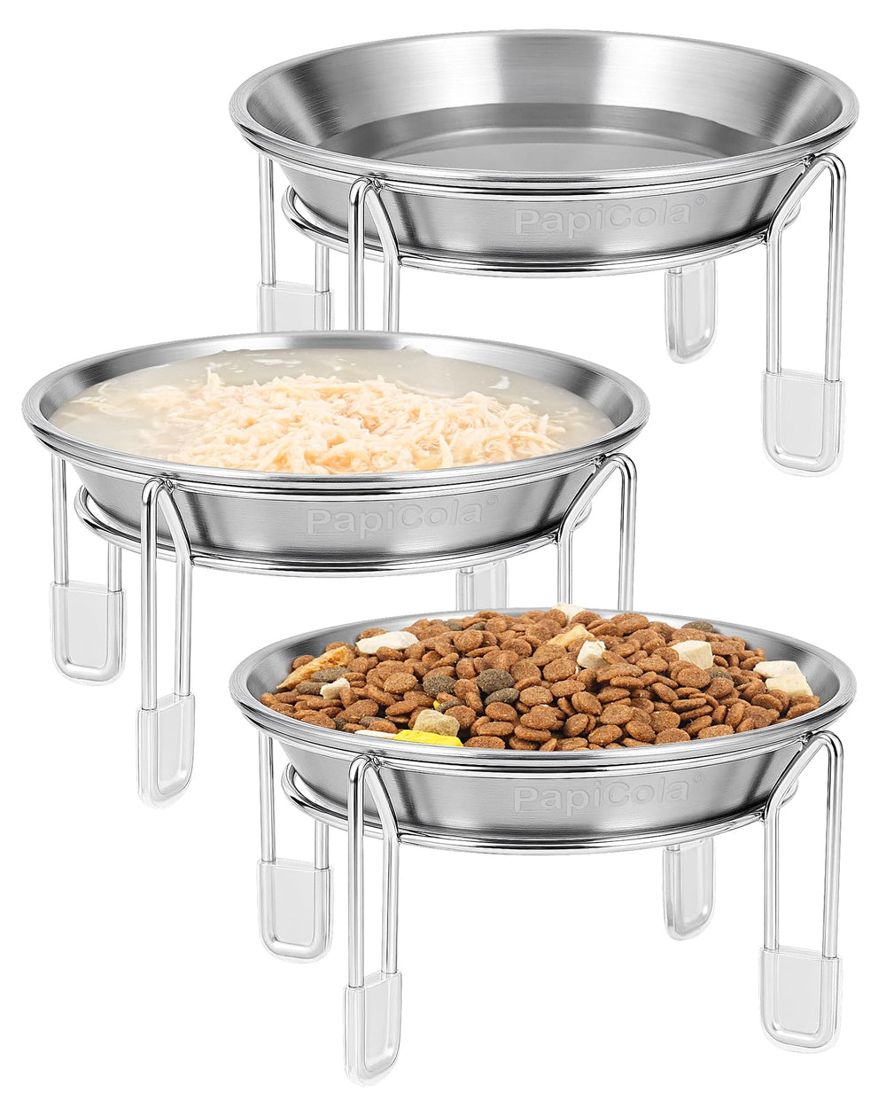 PapiCola Upgrade Elevated Cat Bowl Stand provides a stable, non-slip feeding setup.