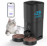 PAPIFEED automatic cat feeder front view with dual bowls for two-cat feeding