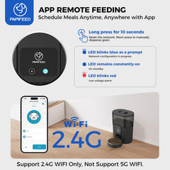 PAPIFEED automatic feeder shows Alexa setup for voice-controlled feeding