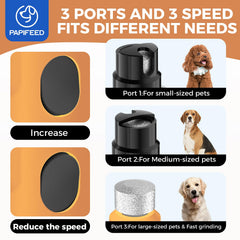 PAPIFEED dog nail grinder with three ports fits different nail sizes.