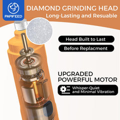 PAPIFEED dog nail grinder in quiet operation reduces pet stress.