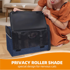 PAPZER Top Load Carrier privacy shade up keeps curious pets secure yet observant during travel.
