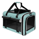 PAPZER top-load medium cat carrier under-seat view in teal for easy travel