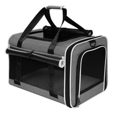 PAPZER top-loading cat carrier under-seat fits Delta and United cabins with compact comfort.