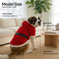 Parisian Pet Santa hoodie side view demonstrates comfortable fit for winter walks