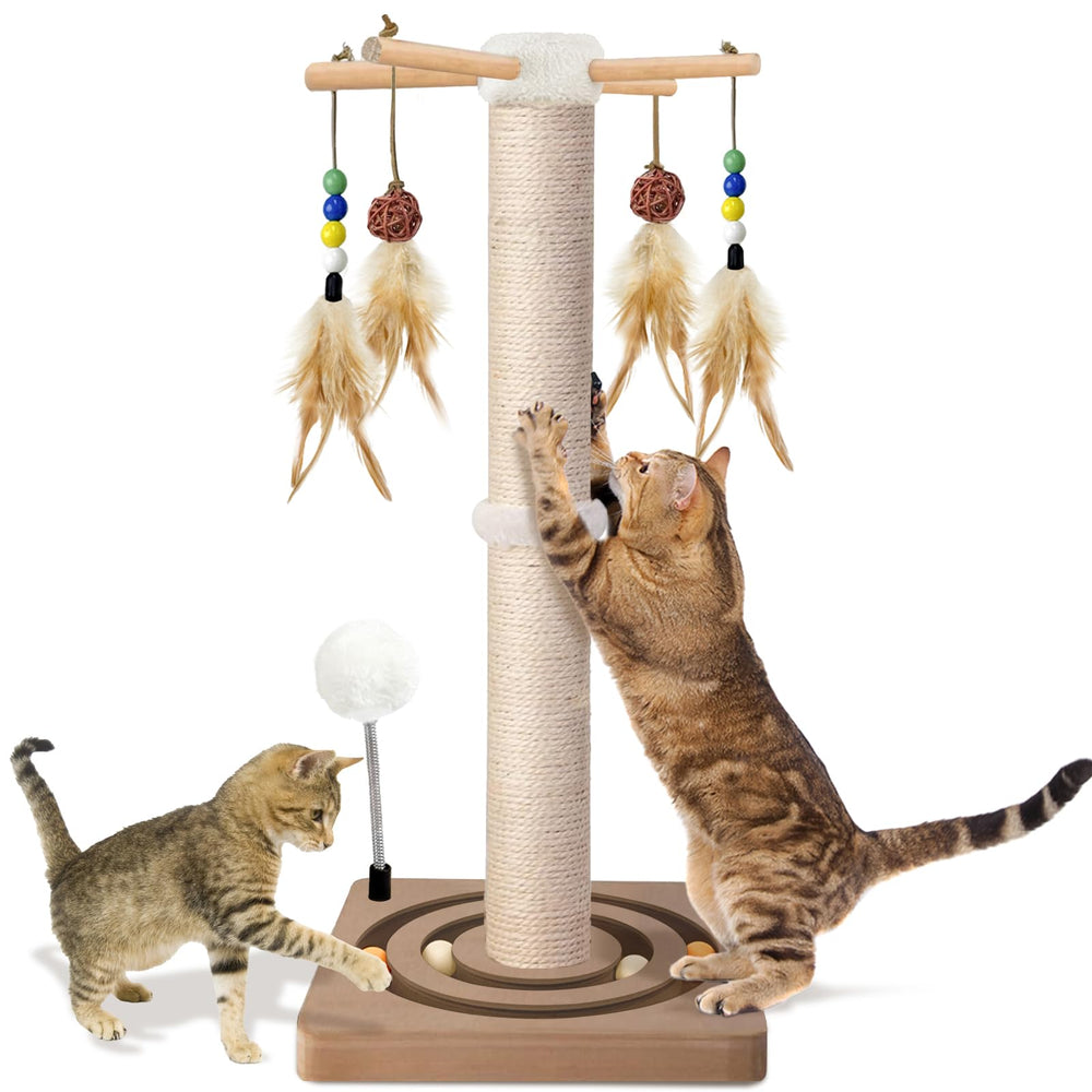 PAROTO cat-scratching-post-sisal-wrapped showcases sisal texture for claws sharpening and playful activity.