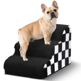 PasTard dog stairs bed 3-step checkerboard shown for stable climbing and easy bed access