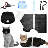 Patelai cat bathing bag set packaging shows all-in-one grooming kit for safe home baths.
