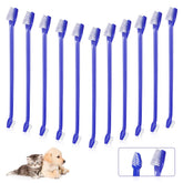 Patelai dog toothbrush double-headed long-handle blue and white for easy reach