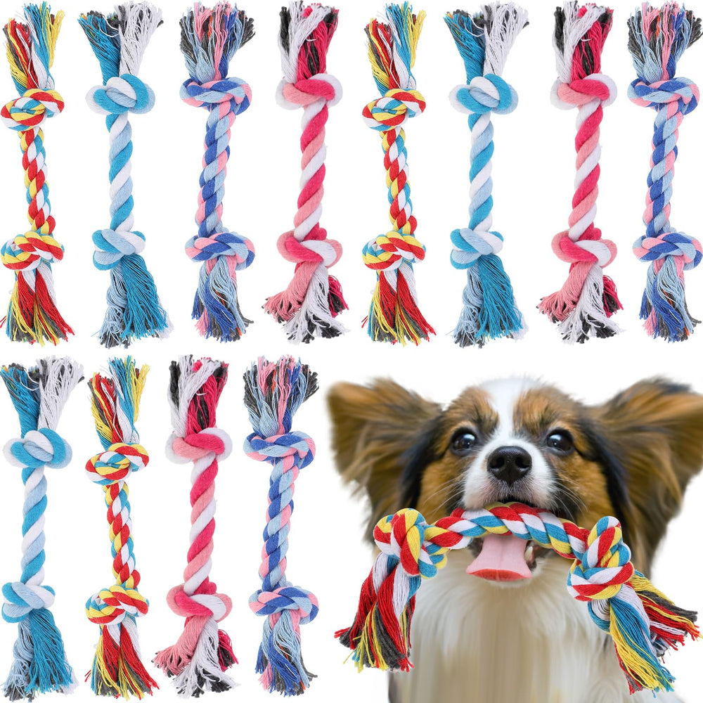 Paterr rope dog toy multi-color set for fetch and chew play