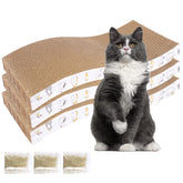 PatiencET cat scratcher pad with recycled corrugated cardboard offering a durable lounging and scratching surface.