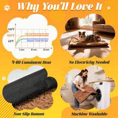 PatiencET self-warming bed removable washable cover simplifies cleaning.