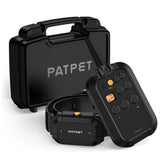 PATPET training collar remote demonstrates dual-channel control for multiple dogs.