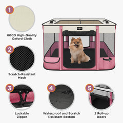 PAW BALLET foldable pet playpen 360-mesh ventilation keeps air flowing.