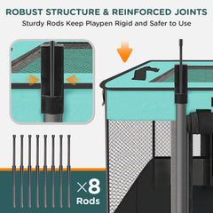 PAW BALLET playpen offers 360° mesh for airflow and visibility.