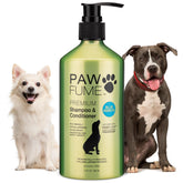 Paw Fume champú para perros: botella azul con fórmula pH balanceado para pelaje suave