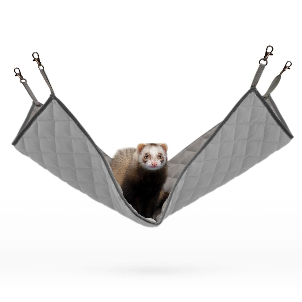 Paw Inspired hanging fleece hammock gray view offers a cozy resting spot for small pets.