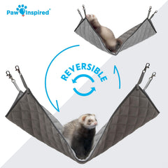 Paw Inspired hammock with reversible gray side for versatile cage styling.