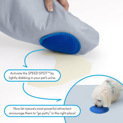 Paw Inspired Speed Spot urine patch application demonstrates scent reinforcement