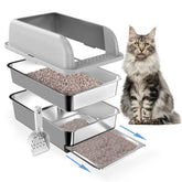 Paw Libero top-view enclosed stainless steel litter box for easy cleaning and odor control.