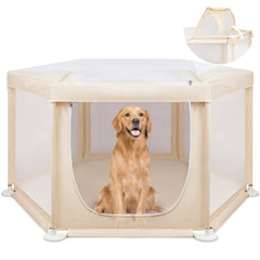 Paw Libero hexagonal playpen setup provides a spacious indoor play area.