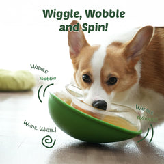 PAW QUEST Avocado wobble toy dog playing image highlights interactive play and treats
