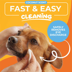 Paw Science Dog Eye Wipes face-cleaning around the face for gentle cleansing.