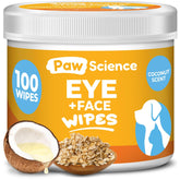 Paw Science Dog Eye Wipes packaging for convenient on-the-go eye cleaning.