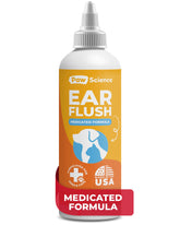 Paw Science ear cleaner bottle front showcases vet-strength formula for soothing irritated ears.