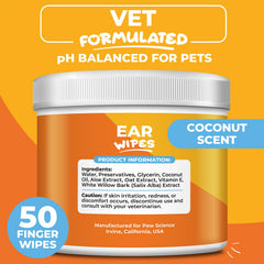 Paw Science ear wipes dog ear cleaning action for comfort