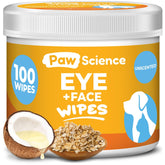 Paw Science eye wipes unscented tube closeup for gentle eye cleaning around pets.