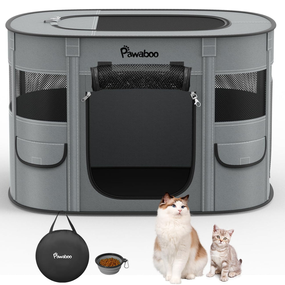 Pawaboo dog playpen with rectangular space for secure indoor-outdoor use.