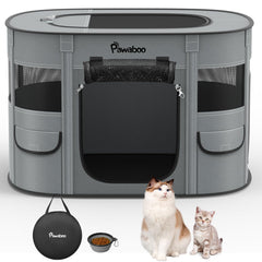 Pawaboo dog playpen with rectangular space for secure indoor-outdoor use.