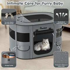 Pawaboo dog playpen features waterproof Oxford fabric for outdoor reliability.