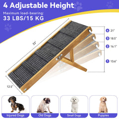 Pawaboo dog ramp height-21 demonstrates the tallest height setting for higher sofas.