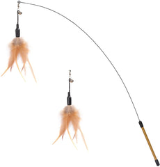 Pawaboo Feather Teaser wand extended with 34.5-inch reach for larger play areas.