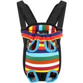 Pawaboo pet carrier backpack front view highlights colorful strips for stylish travel with small pets