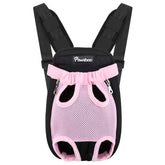 Pawaboo pet carrier backpack front legs-out view enabling safe transport for small dogs or cats.