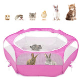 Pawaboo small animals playpen magenta folded for portability.
