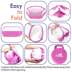 Pawaboo small animals playpen magenta unfolded shows spacious interior.