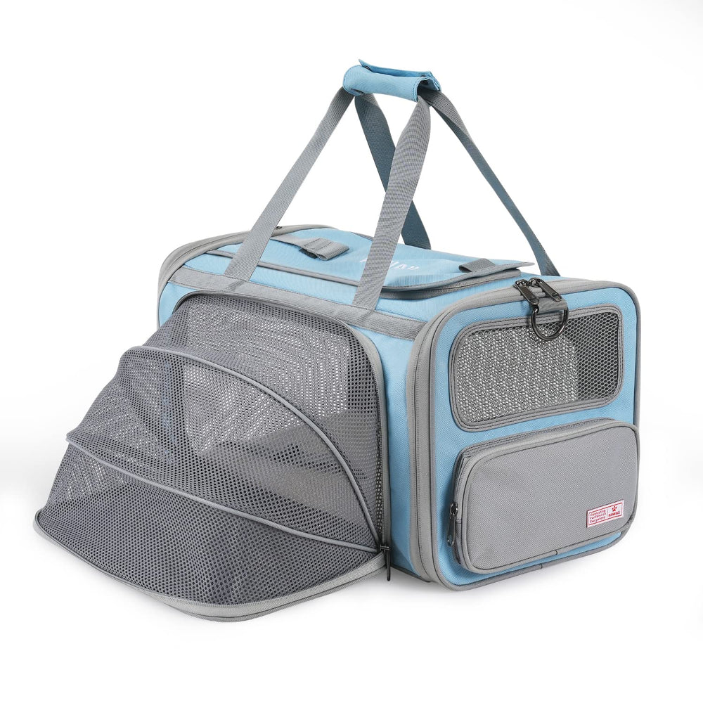 Pawaii airline-approved cat carrier top opening view for easy pet checks during travel