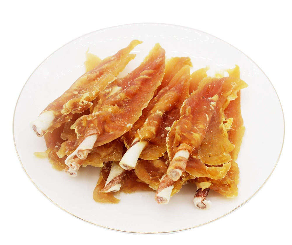 Pawant chicken jerky twist rawhide-stick closeup for long-lasting training chews.