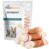 Pawant chicken-wrapped rawhide bone 6.5-inch close-up shows crunchy texture and savory aroma.
