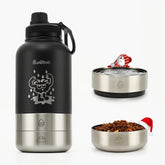 Pawccoli 34oz dog water bottle main shot highlights 3-in-1 design for easy hydration.