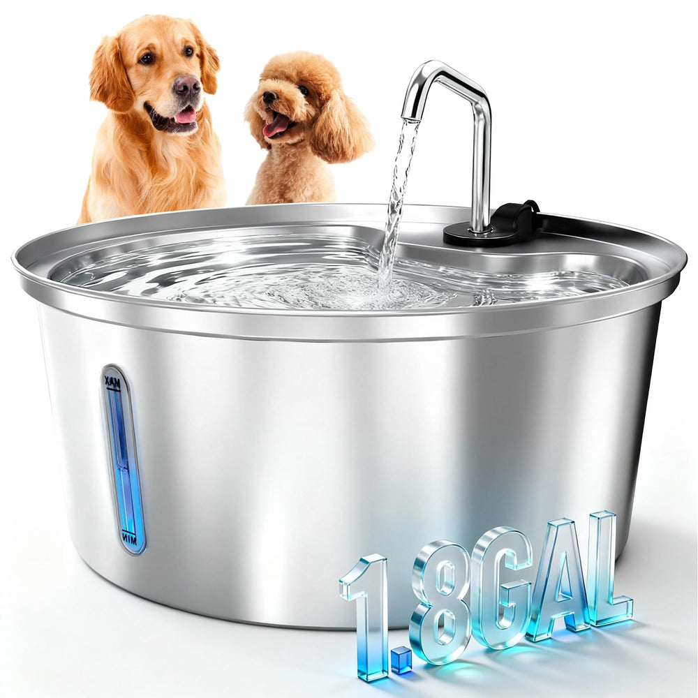 Pawccoli 7L capacity dog water fountain shows ample reservoir for multi-pet households, promoting easy hydration.