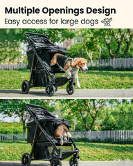 Pawccoli stroller ventilated-mesh keeps pets cool and visible.