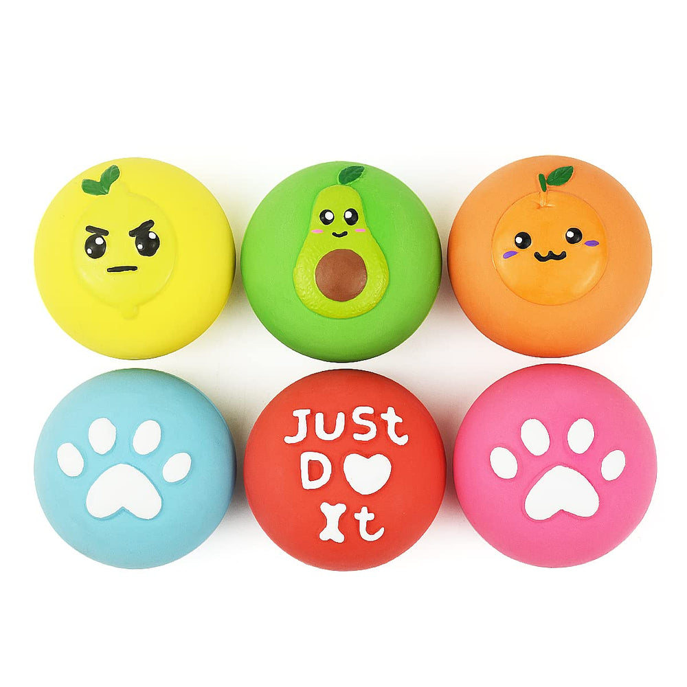 Pawdoer Squeaky Dog Toy Ball with donut flat bottom for easy pickup and fetch.
